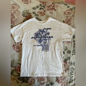 Jordan White Tee with Purple Floral Basketball Design